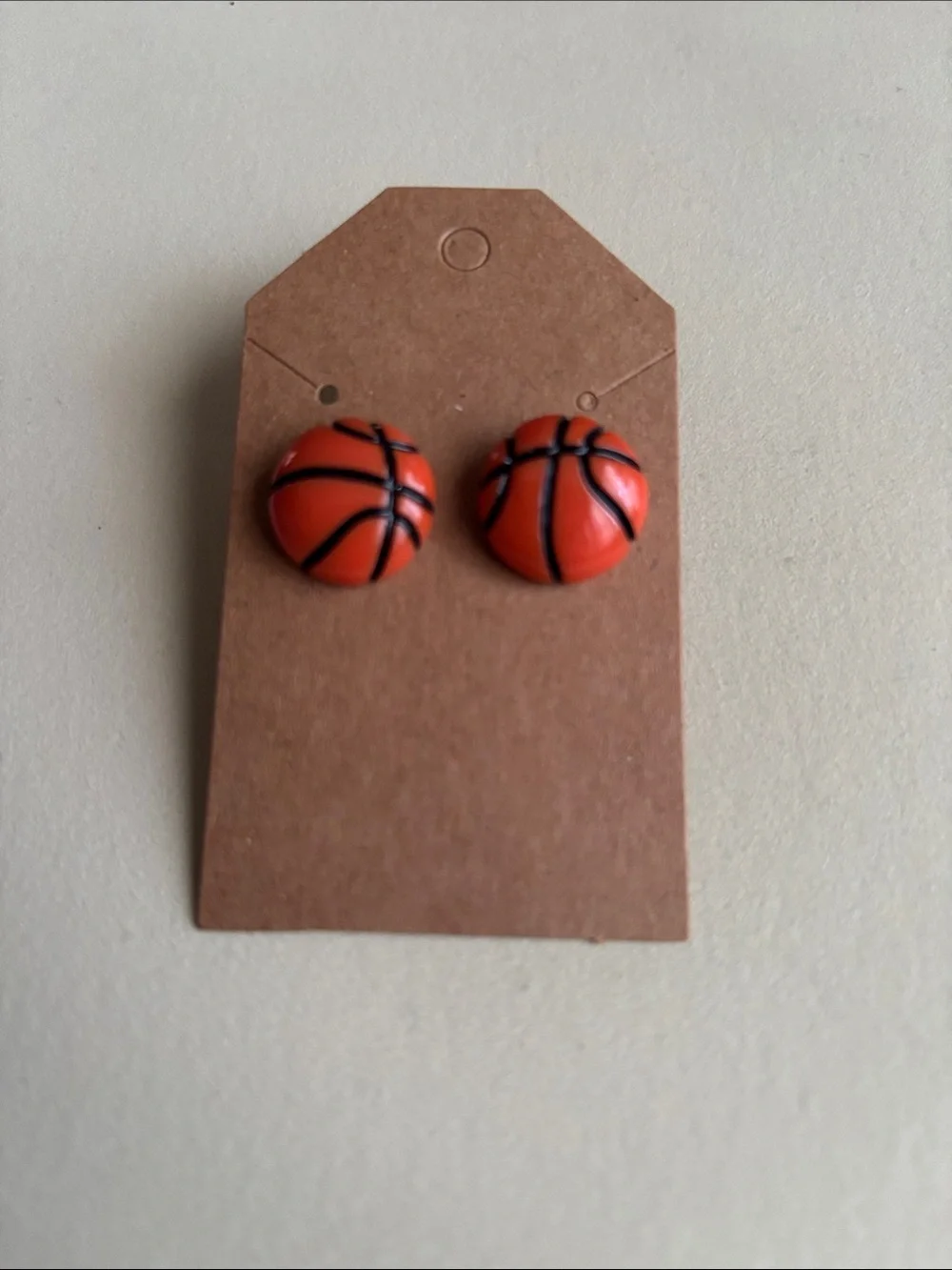 Hand Crafted Orange‎ Basketball Stud Earrings